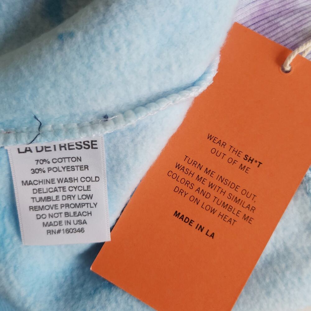 LA DETRESSE Mania Obsessive pullover tie dye sweatshirt blue purple Size M NEW - Picture 5 of 6
